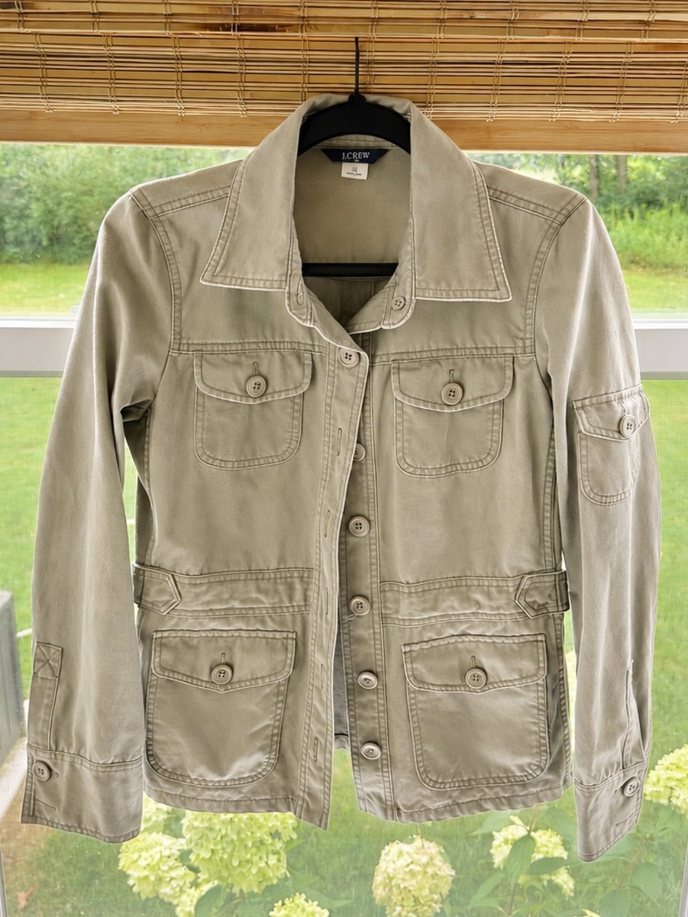 J.Crew 100% Cotton Olive button Utility Safari Jacket  | Size S